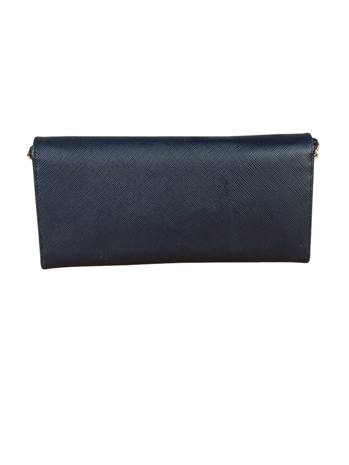 Prada Navy Saffiano Leather Flap Wallet On Chain