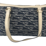 Gucci Western Logo Denim Abbey Zip Tote