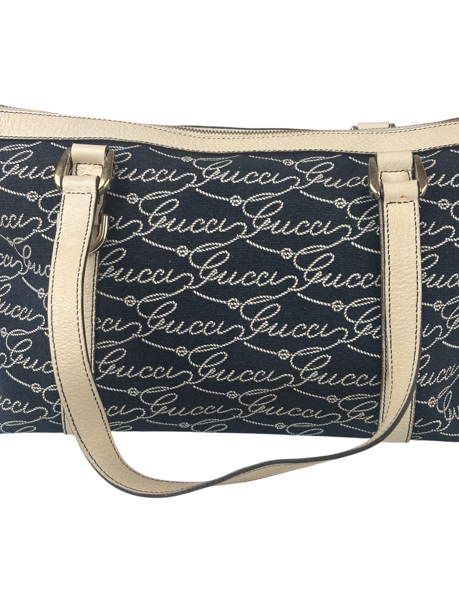 Gucci Western Logo Denim Abbey Zip Tote
