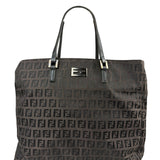 Fendi Brown Leather Trim FF Zucca Tote Bag