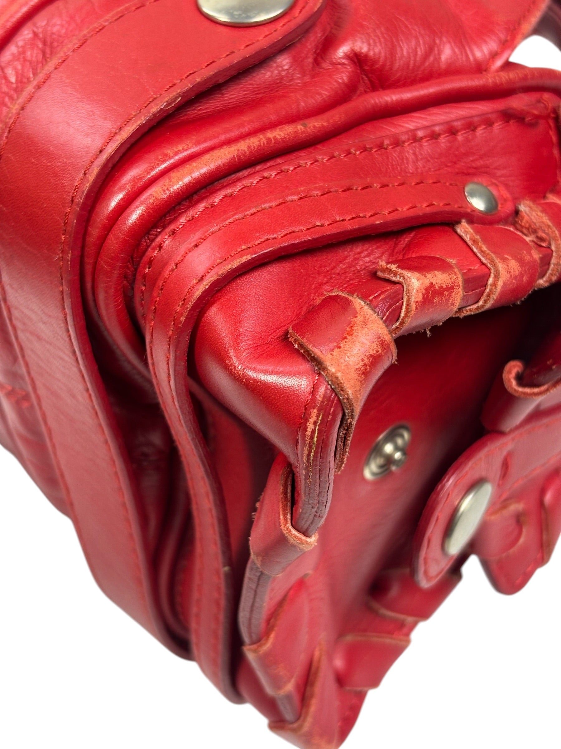 Chloe Red Leather Silverado Shoulder Bag