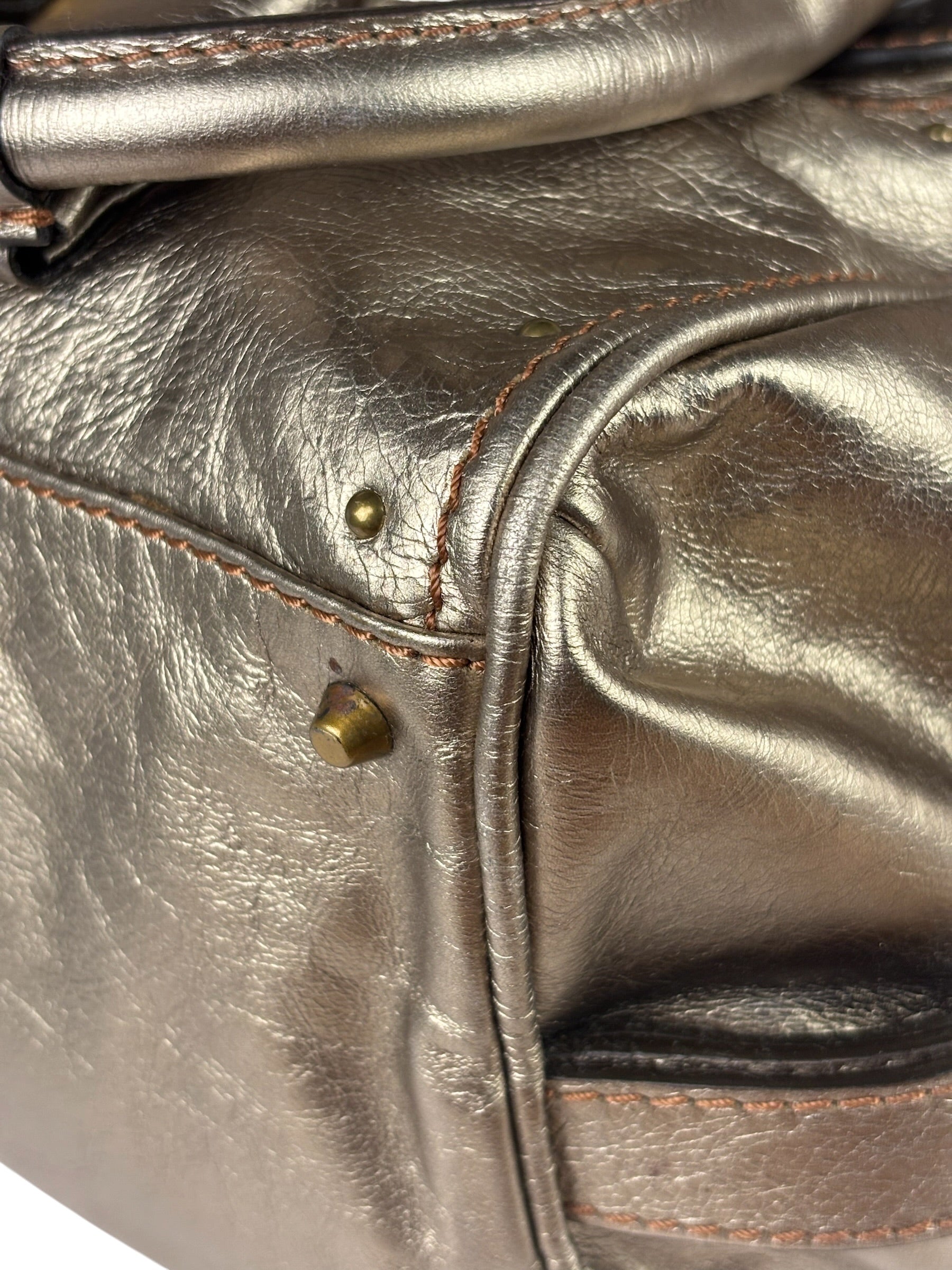 Chloe Metallic Gold Leather Paddington Handbag