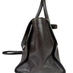 Prada Dark Brown Calf Leather Glace Twin-Pocket Tote
