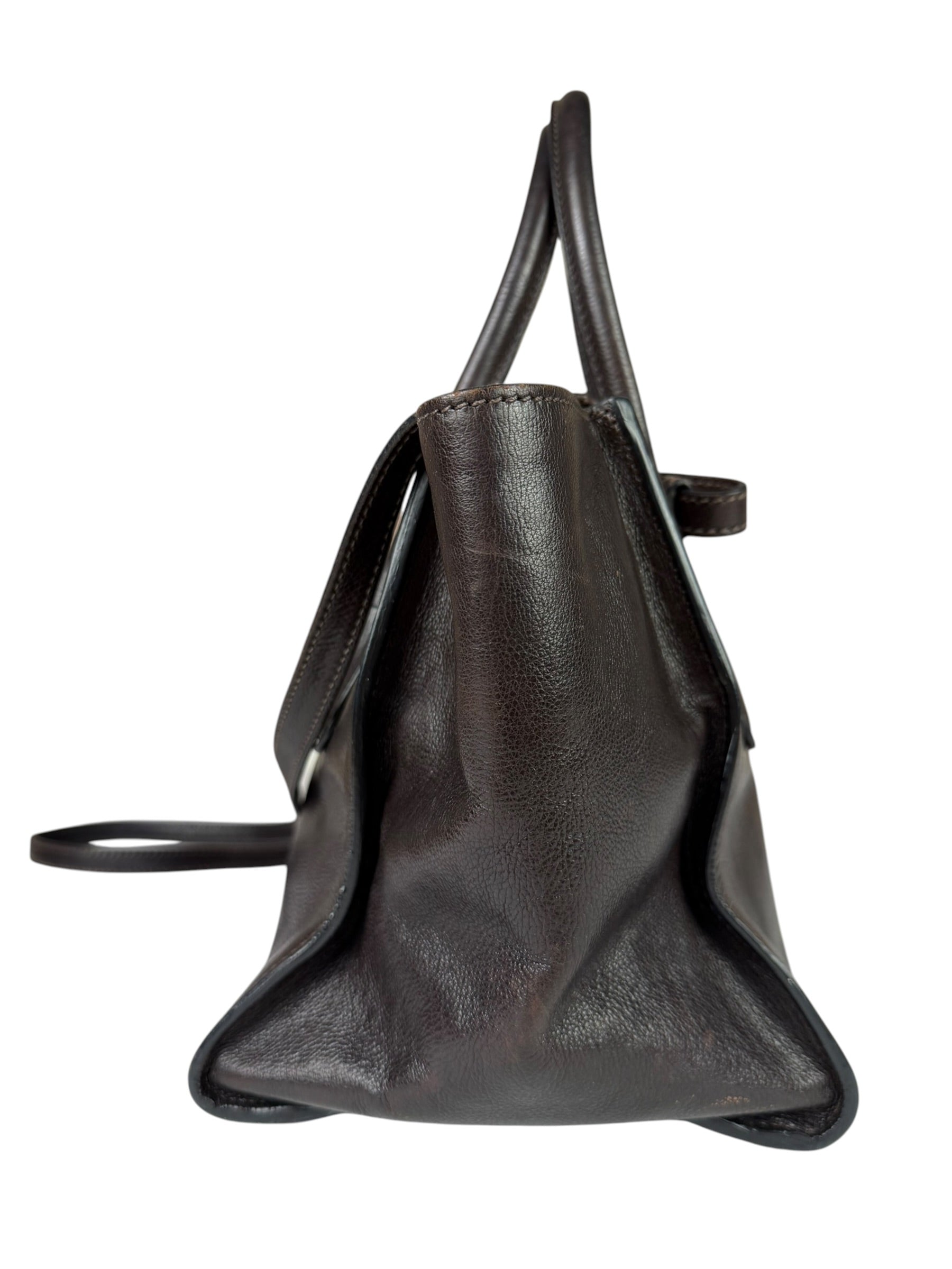 Prada Dark Brown Calf Leather Glace Twin-Pocket Tote