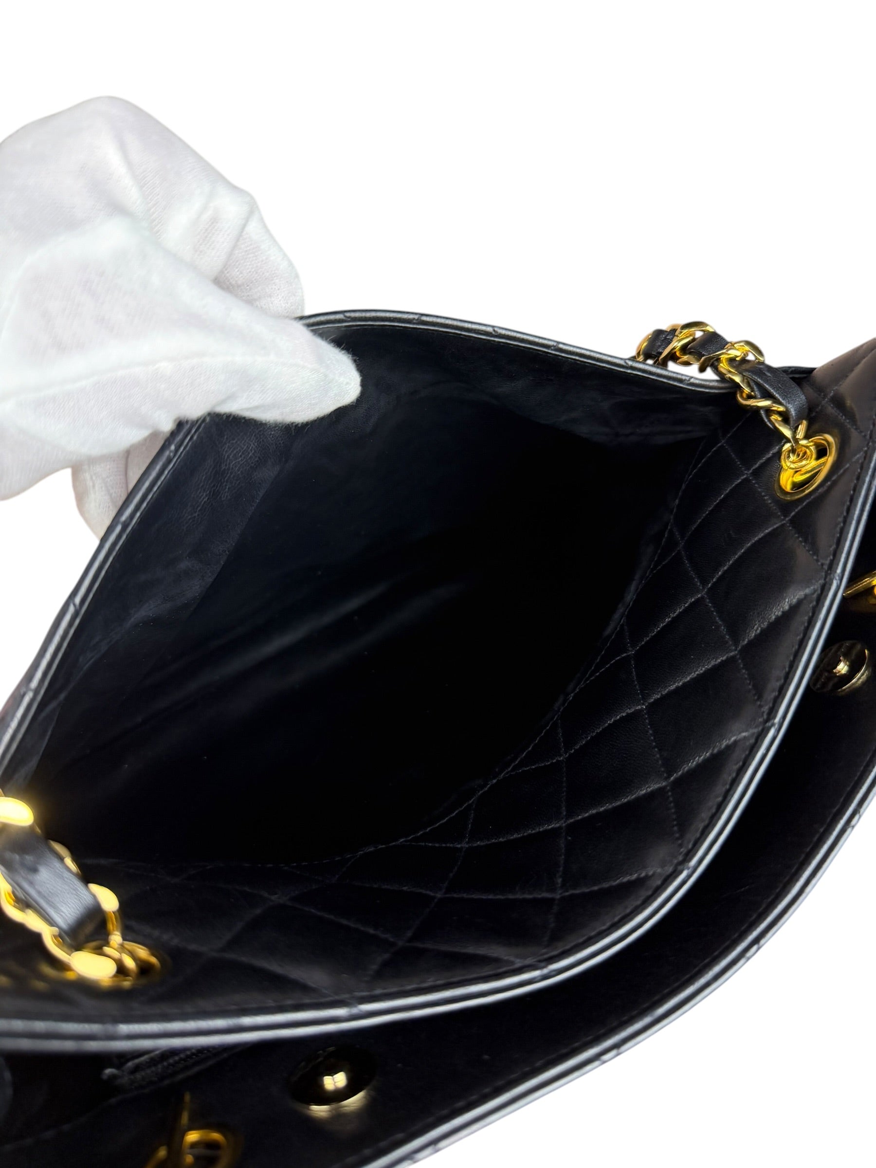 Chanel Black Lambskin Shopper Tote 90s