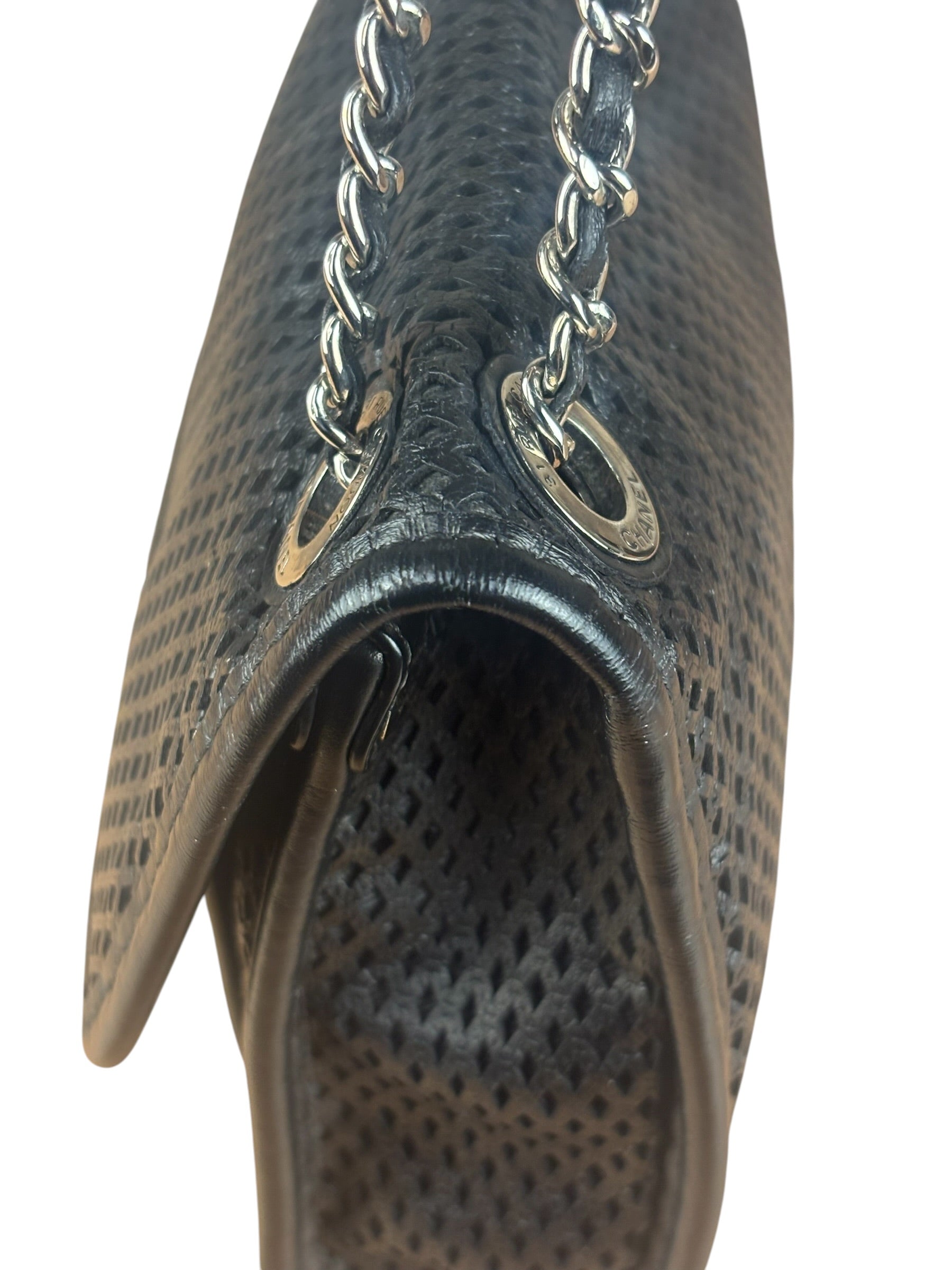 Chanel Black Perforated Leather Up in the Air Flap Bag 2012
