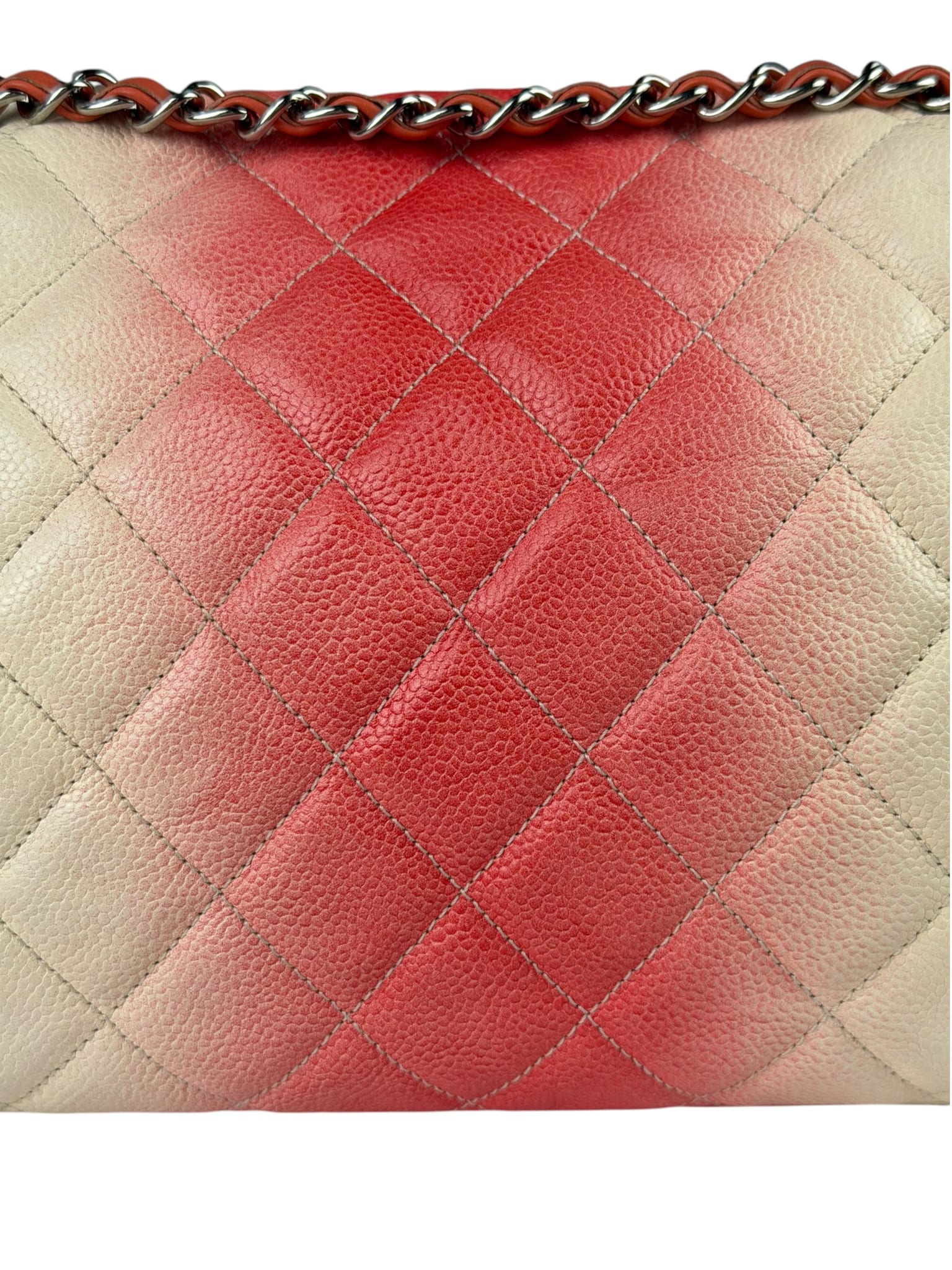 Chanel Quilted Caviar Ivory/Pink Ombre Jumbo Flap 2013