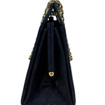 Chanel Vintage Navy Blue Matelasse Quilted Suede Chain Shoulder Bag