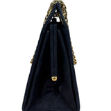 Chanel Vintage Navy Blue Matelasse Quilted Suede Chain Shoulder Bag