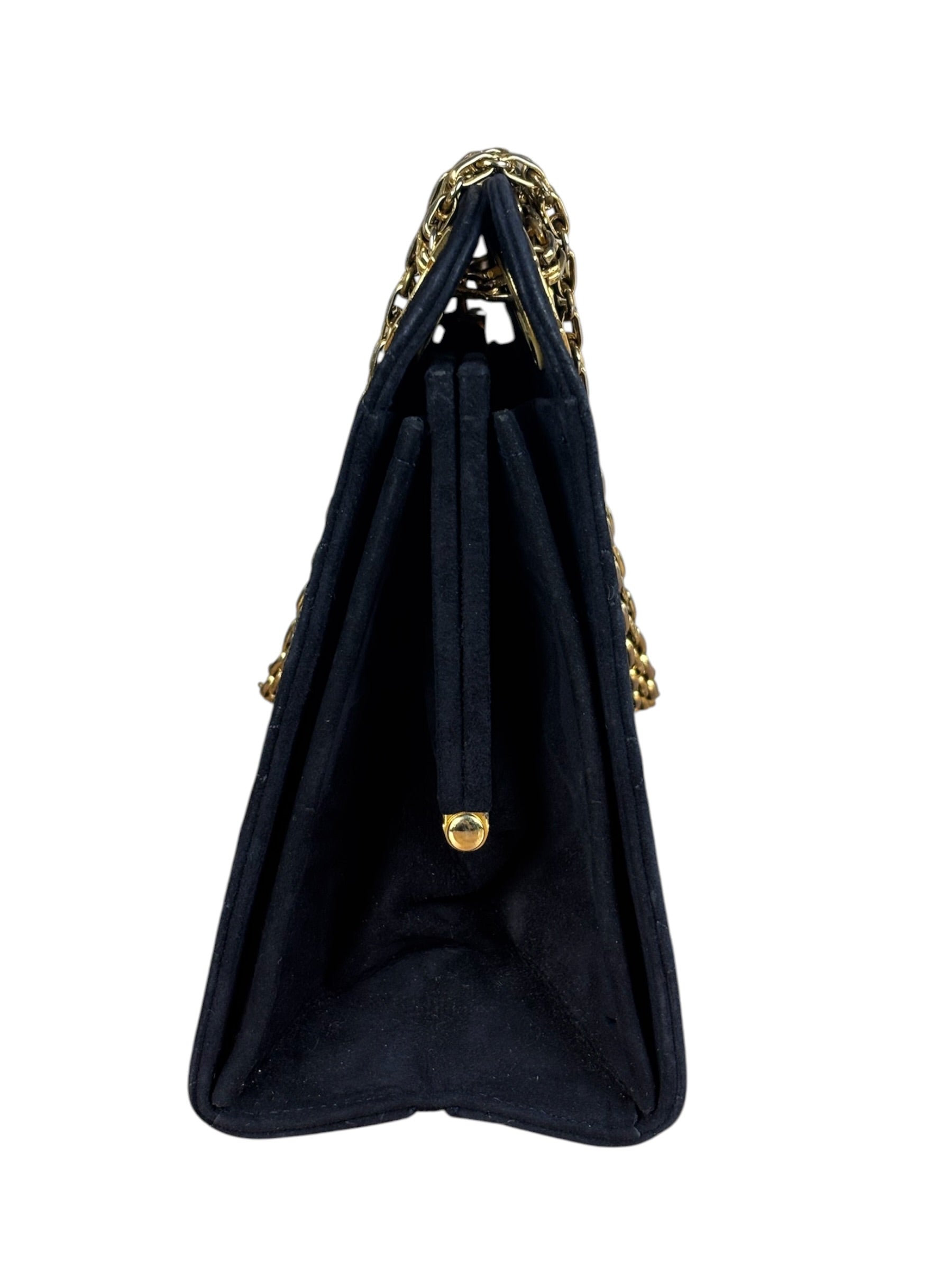 Chanel Vintage Navy Blue Matelasse Quilted Suede Chain Shoulder Bag