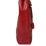 Chanel Red Quilted Lambskin Chain Tote Bag 1990