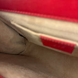 Gucci Red Leather Pearl Studded Padlock Shoulder Bag