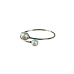 Silver-Toned Real Pearl Wrap Bangle Bracelet