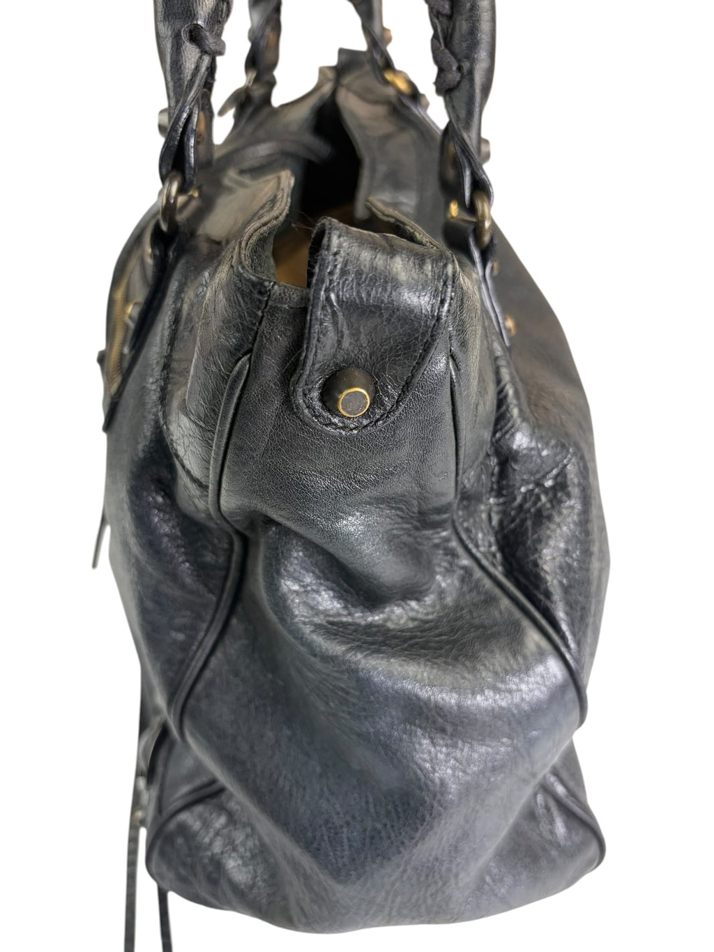 Blanciaga Black Lambskin Velo Moto Handbag