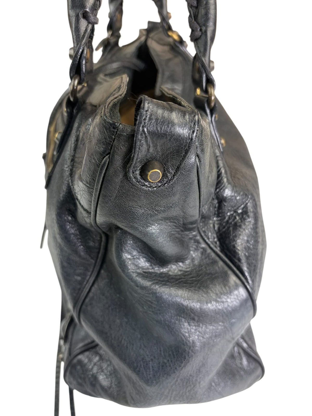 Blanciaga Black Lambskin Velo Moto Handbag