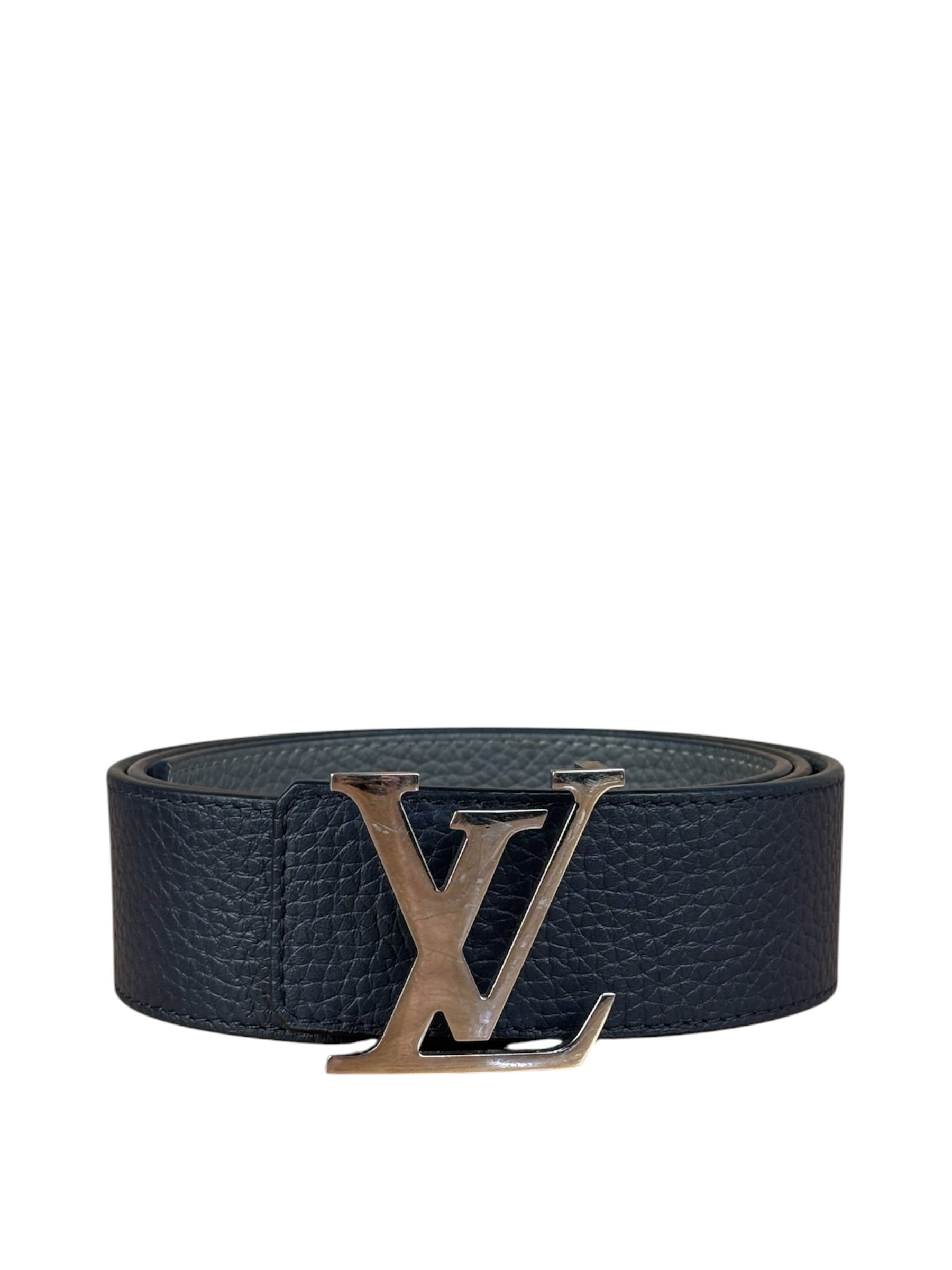 Louis Vuitton Reversible Blue/Grey Leather Logo Belt