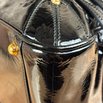 Gucci Black Patent Leather Horsebit Wave Shoulder Bag