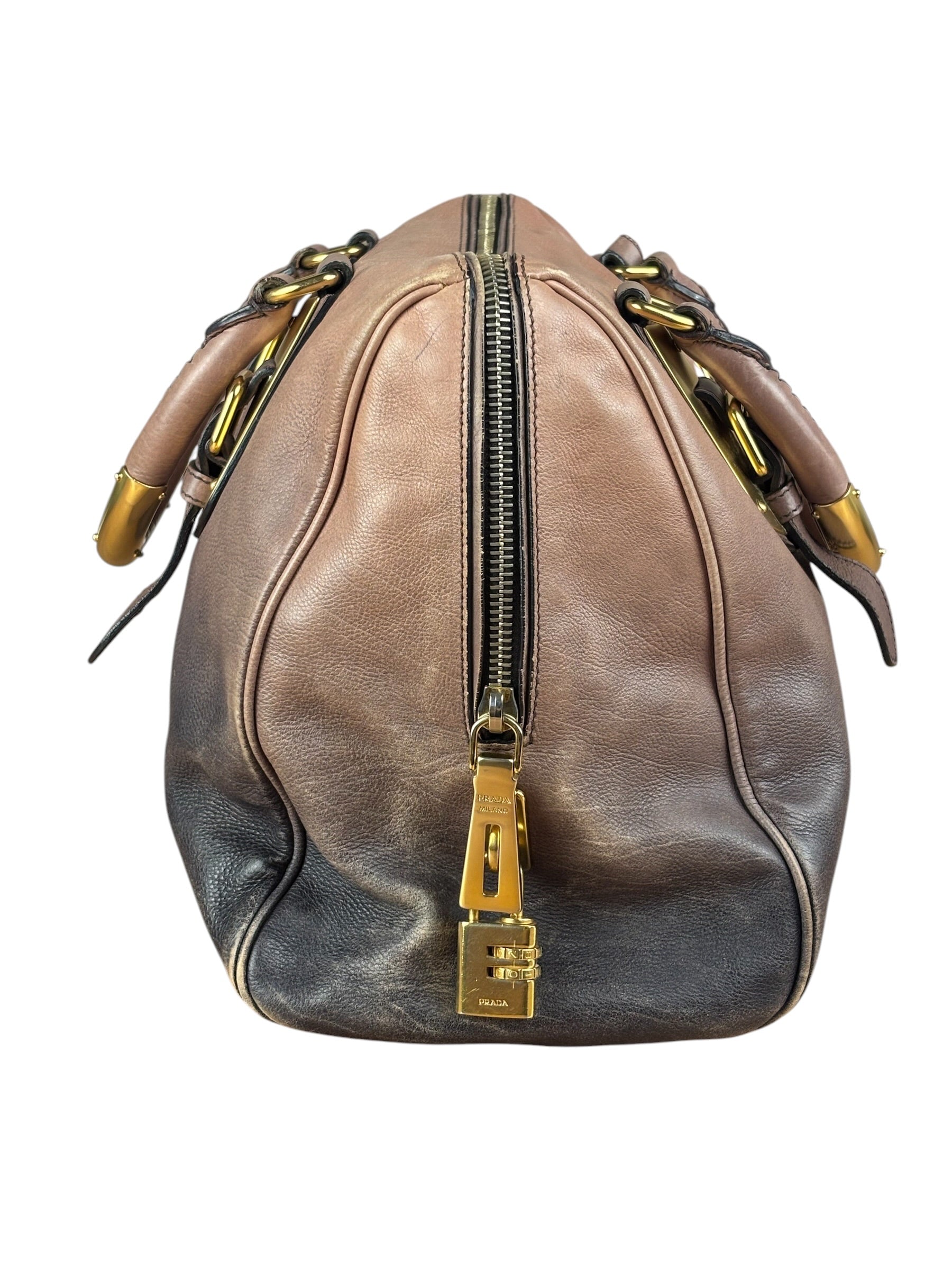 Prada Bicolor Cervo Ombre Leather Top Handle Bag