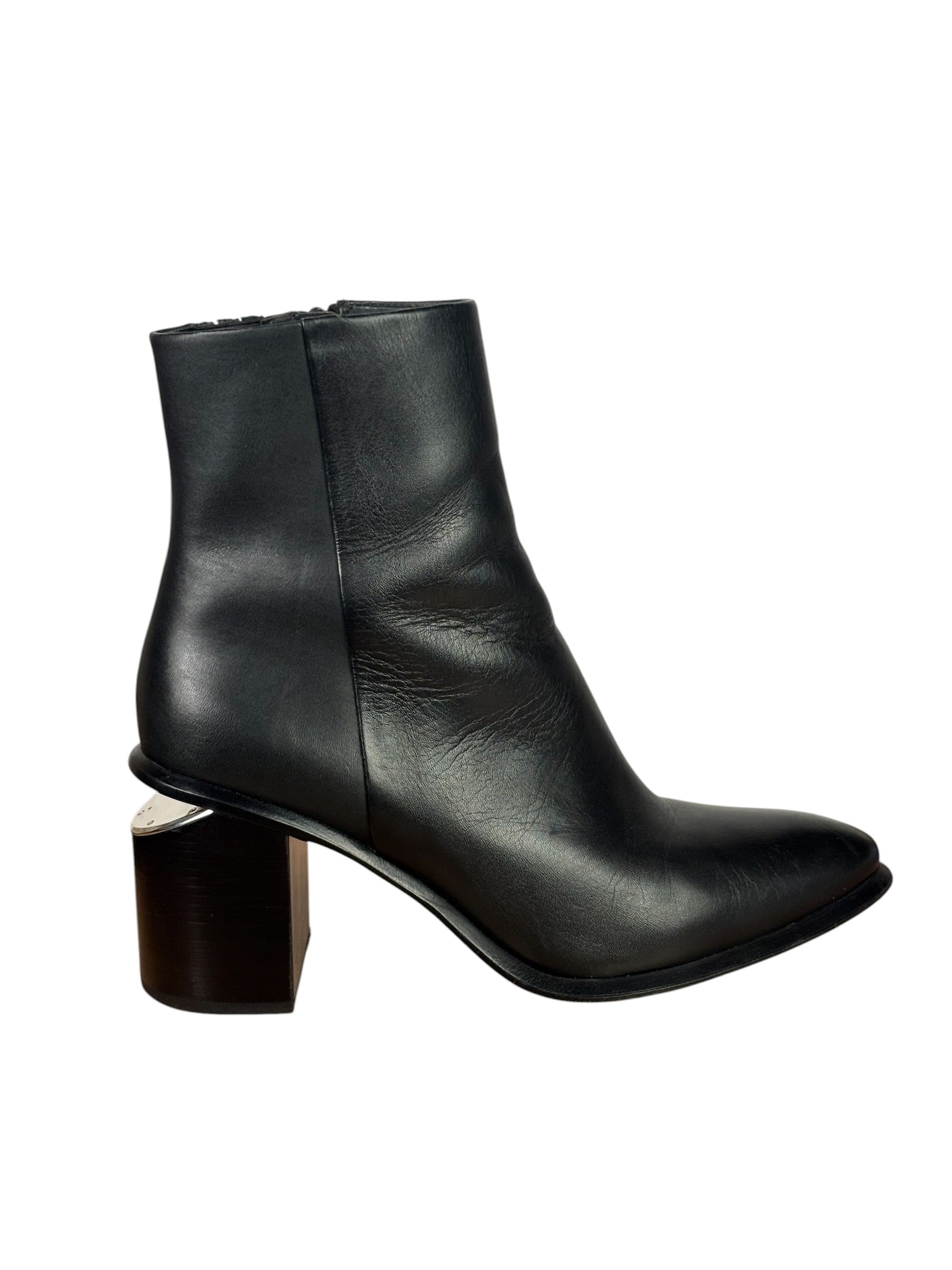 Alexander Wang Black Leather Gabi Cutout Heel Ankle Boots