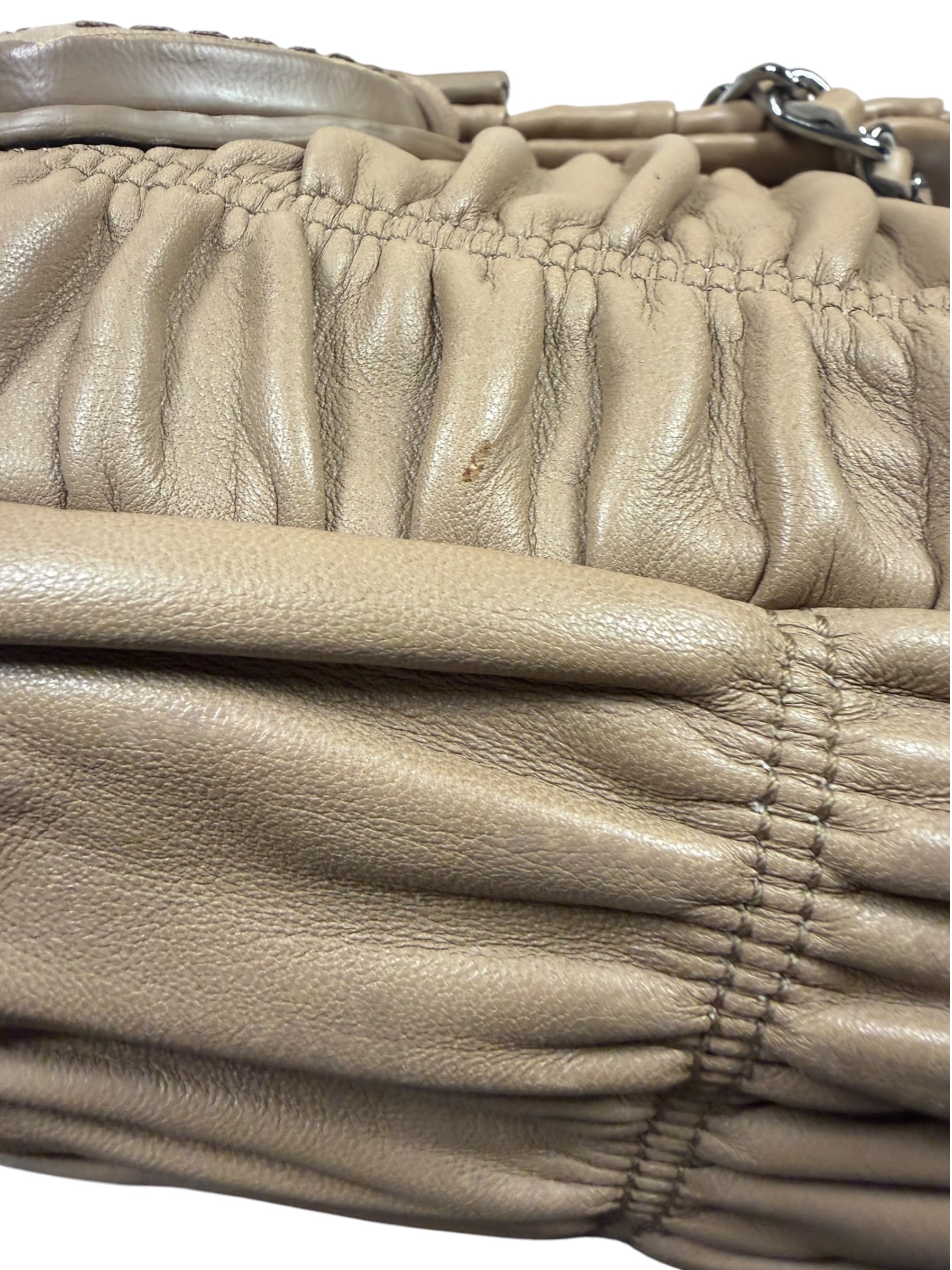 Prada Beige Nappa Leather Gaufre Chain Shoulder Bag