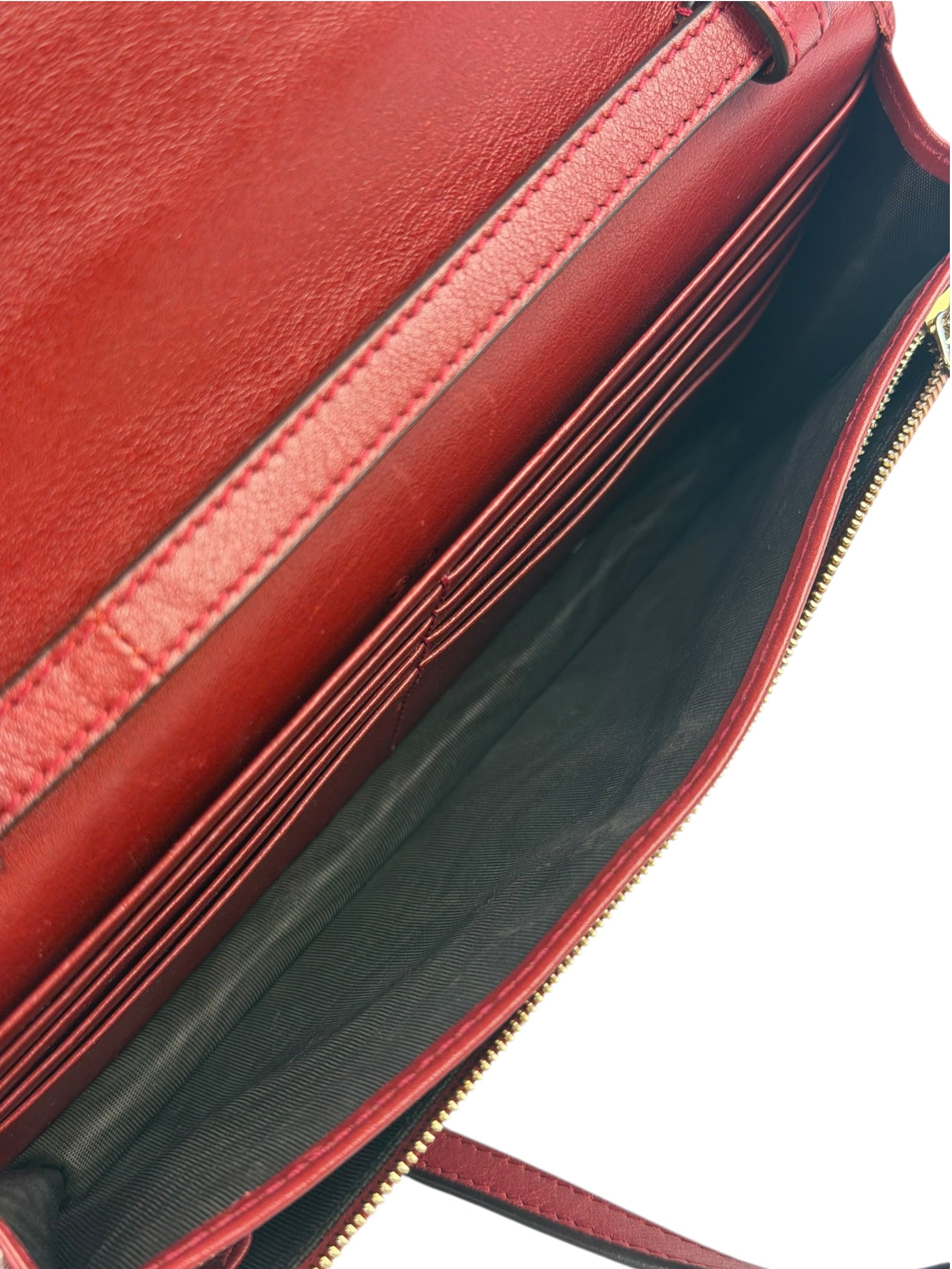 Gucci Red Micro GG Leather Crossbody Wallet