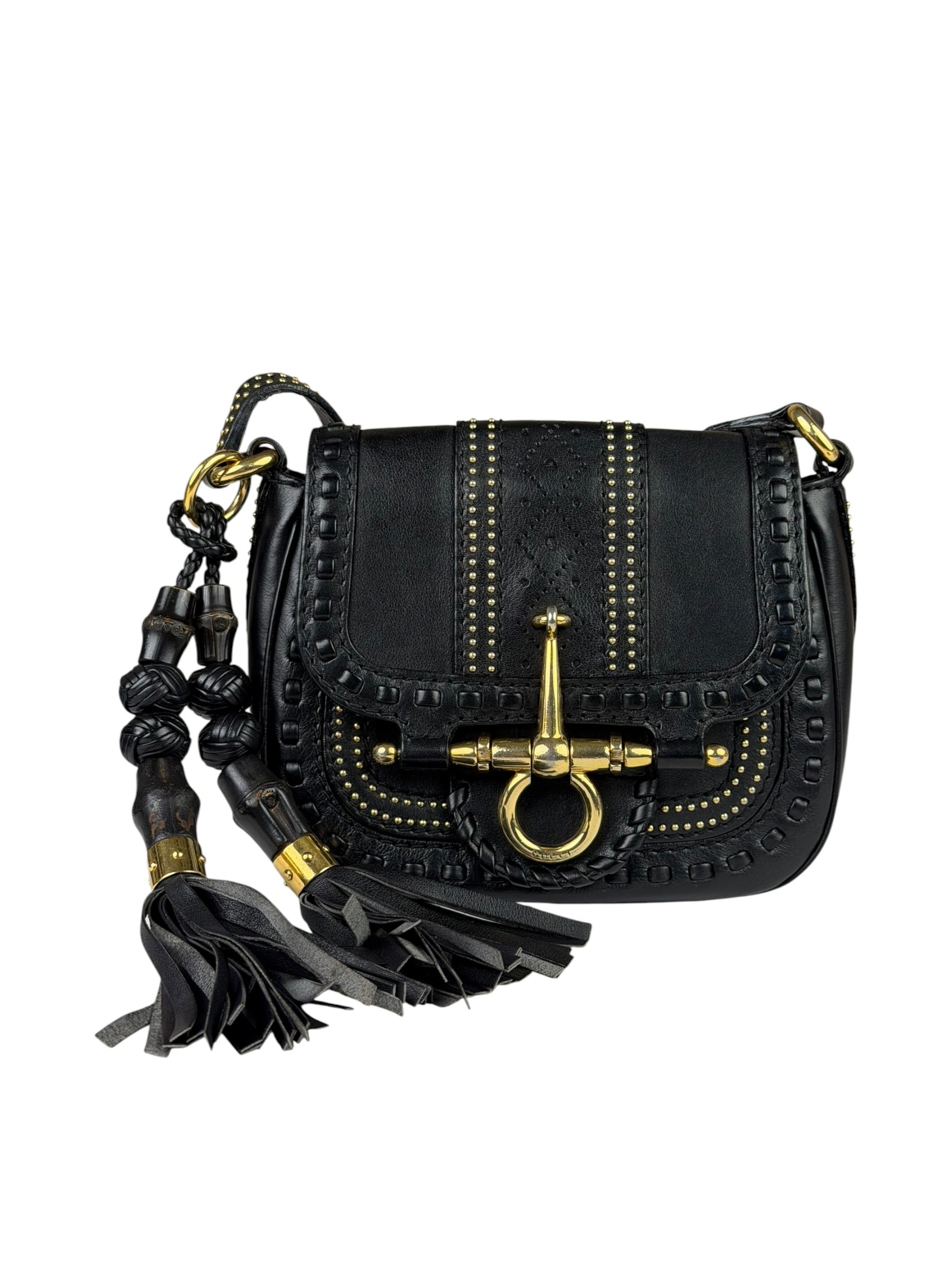 Gucci Black Leather Snaffle Bit Shoulder Bag
