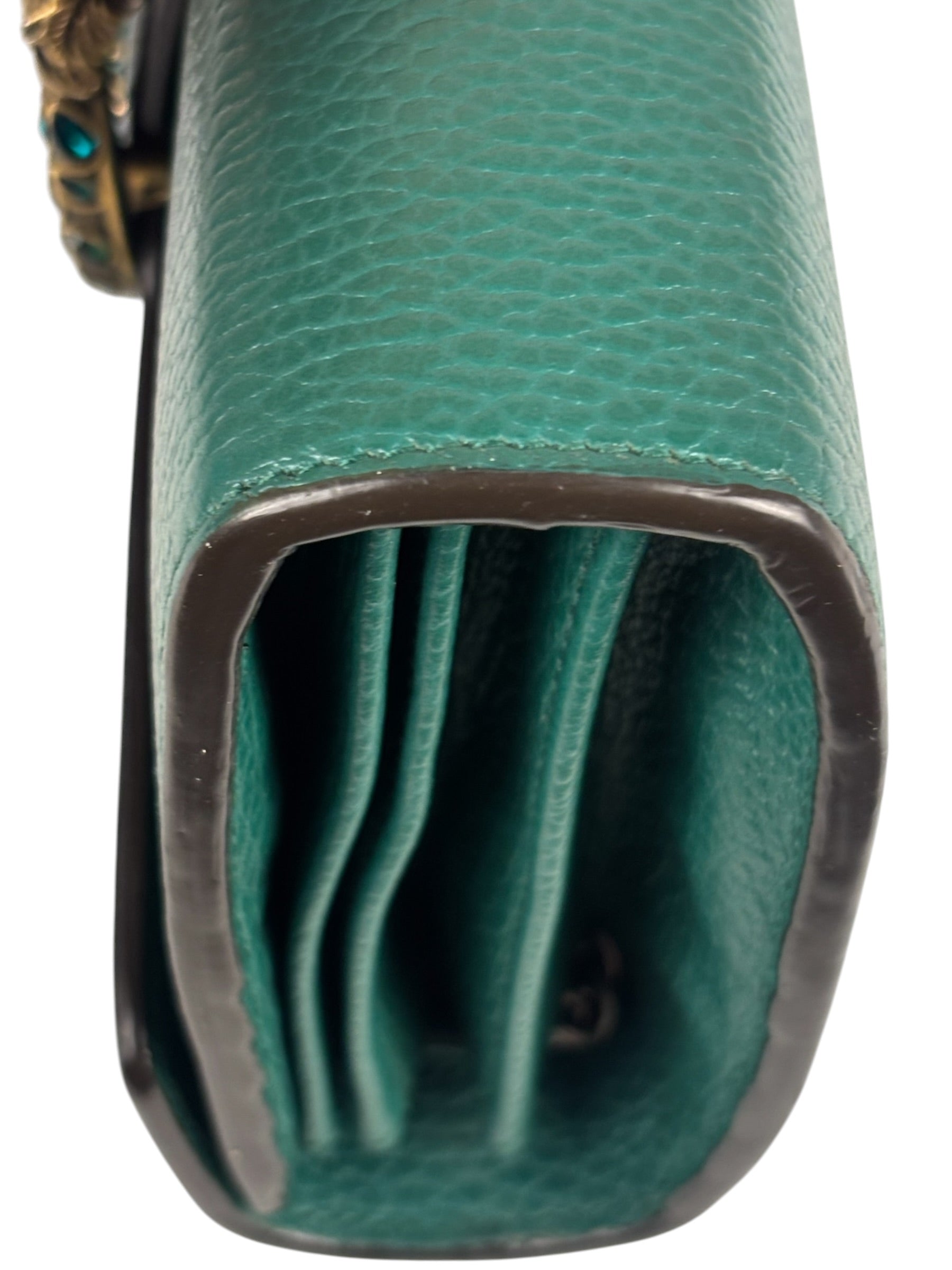 Gucci Green Leather Crystal Embellished Dionysus Chain Bag