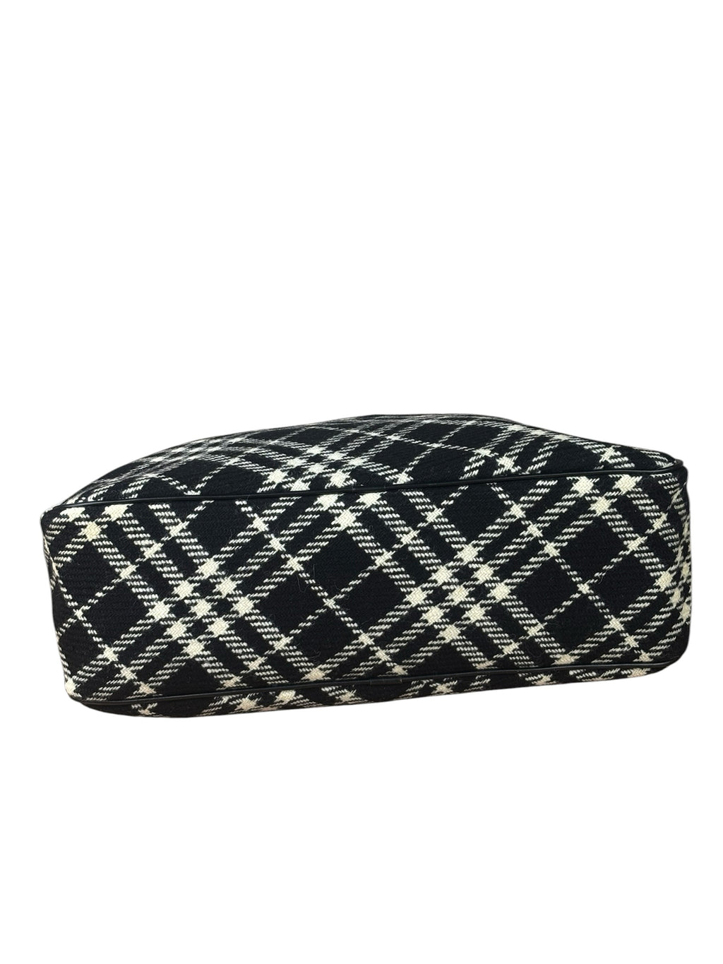 Burberry Black/White Leather Trim/Tweed Boston Bag