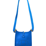 Hermes Bleu Hydra Leather Clemence Cordage Mini Evelyne TMP16