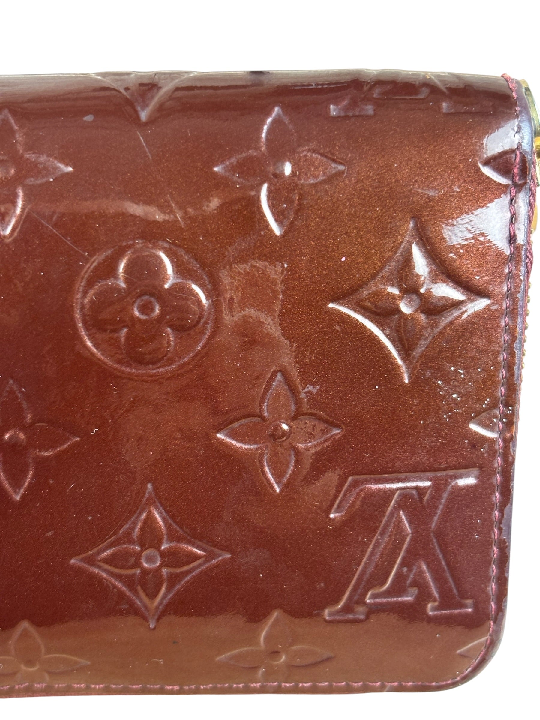 Louis Vuitton Burgundy Monogram Vernis Zippy Wallet