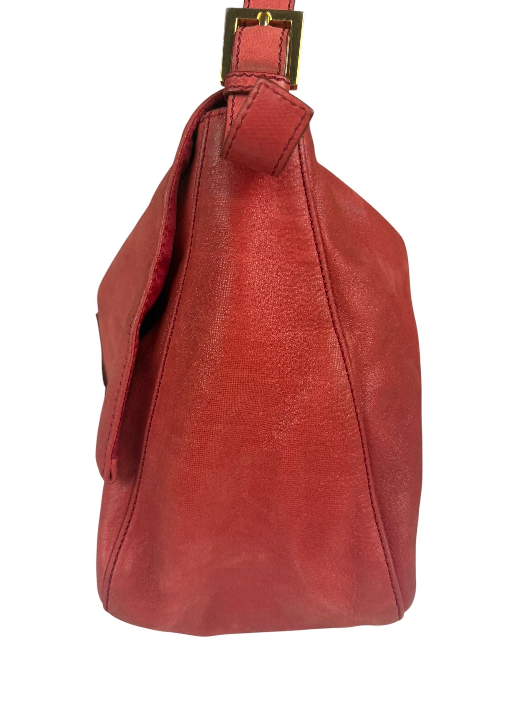 Fendi Red Leather Mamma Baguette Shoulder Bag
