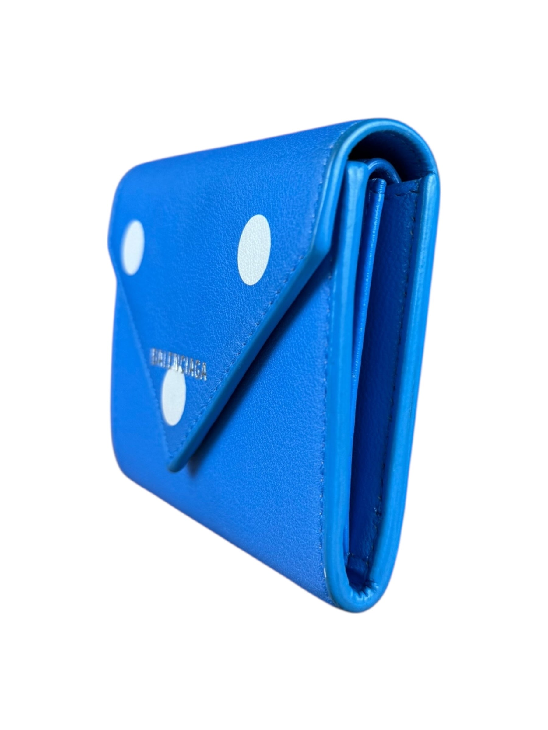 Balenciaga Blue Polka Dot Tri-Fold Wallet