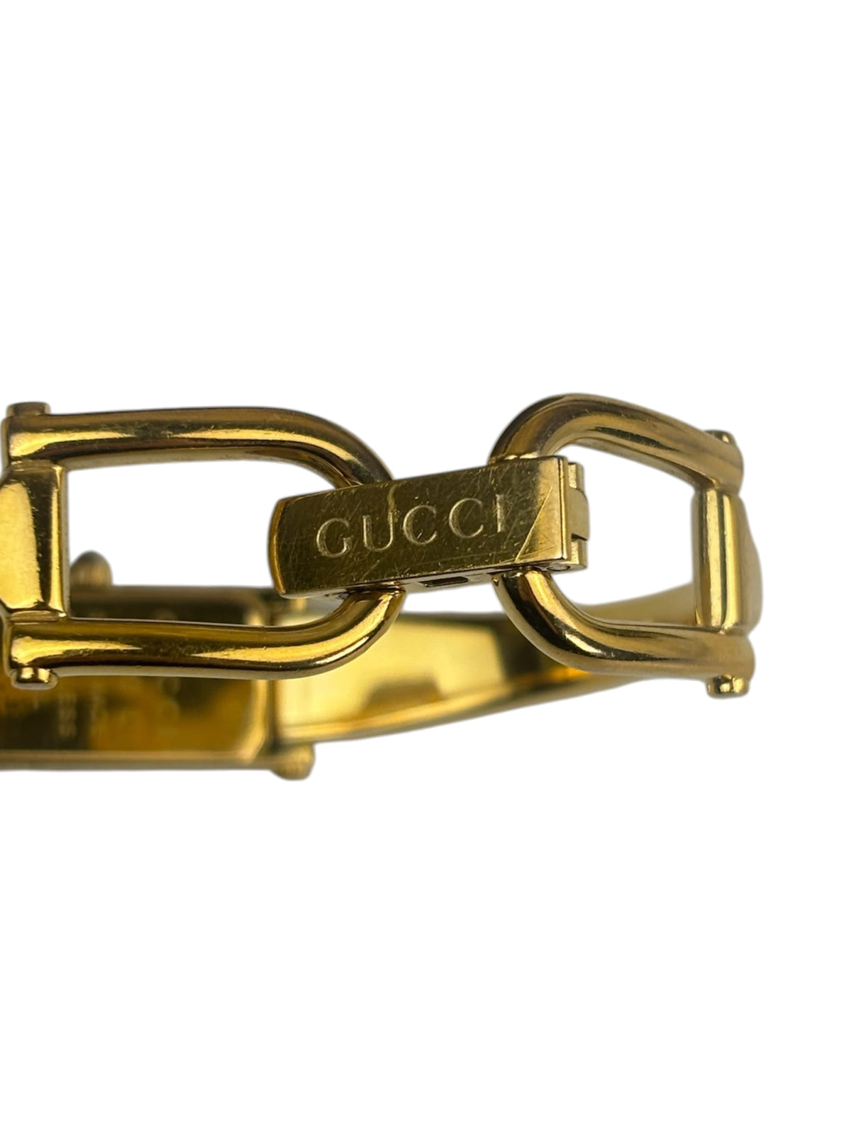 Gucci 1500L Black Dial Gold Plate Bangle
