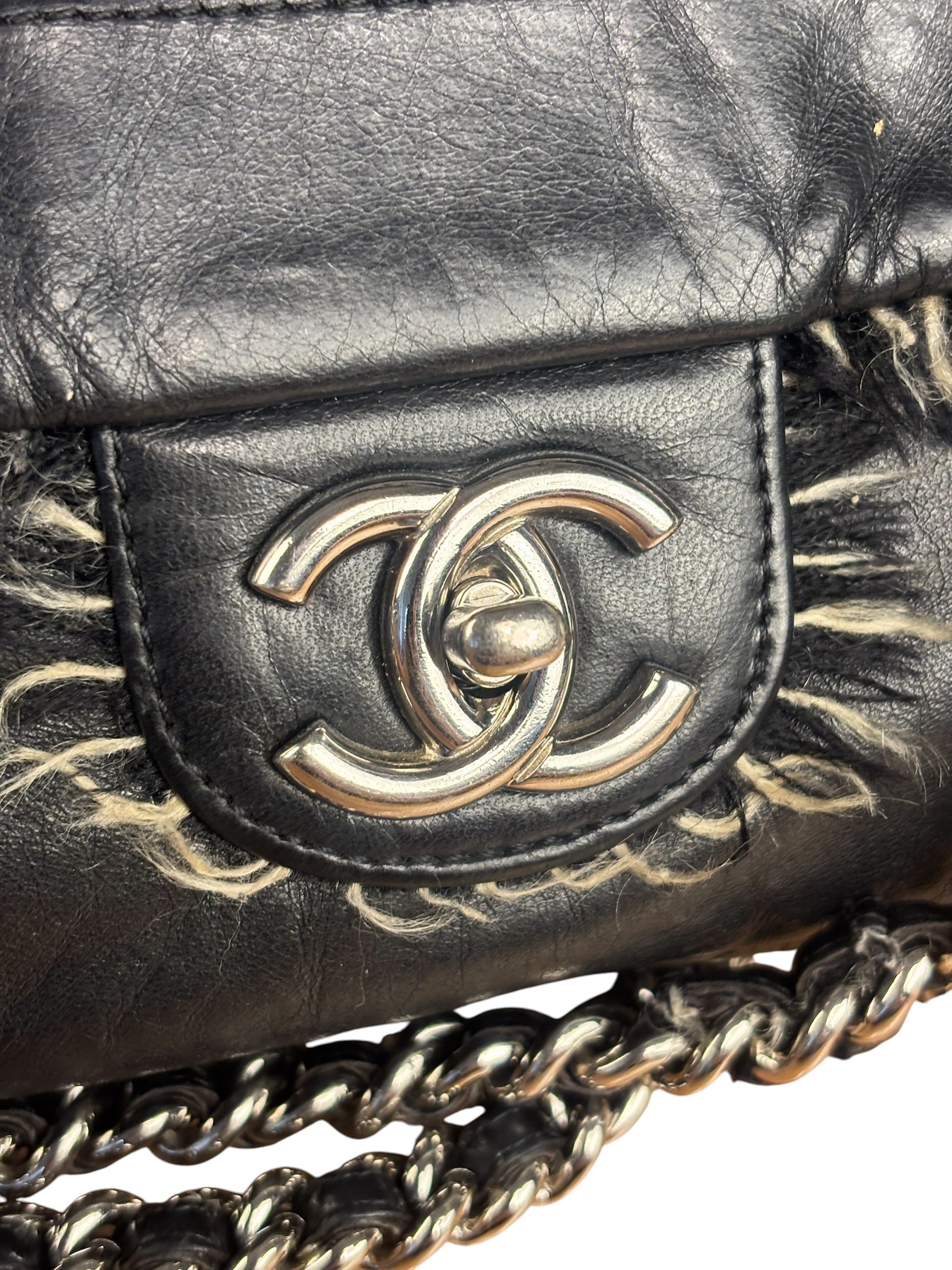 Chanel Black Classic Flap Tweed Shoulder Bag 2010