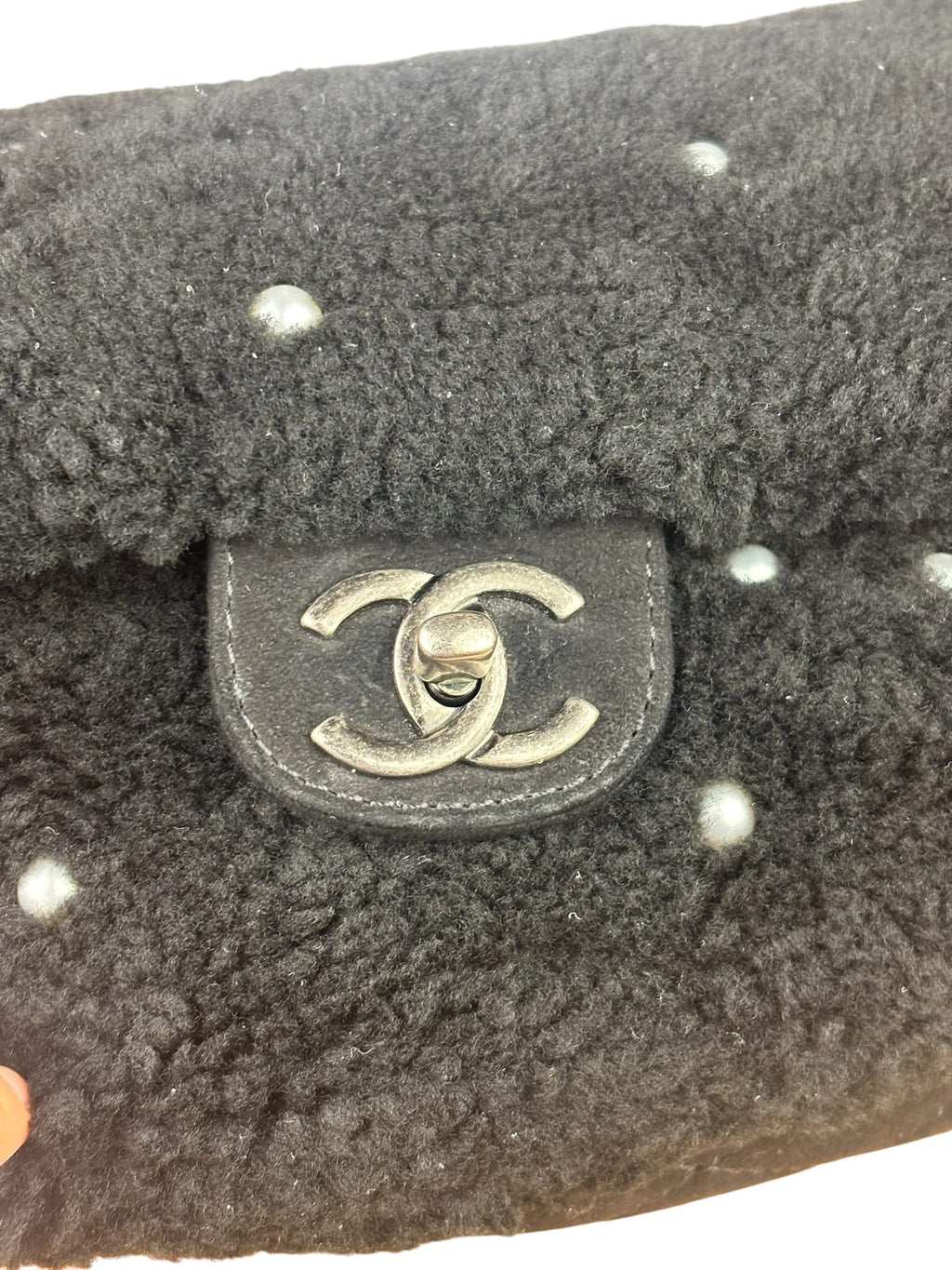 Chanel Pearl Shearling Flap Bag 2014