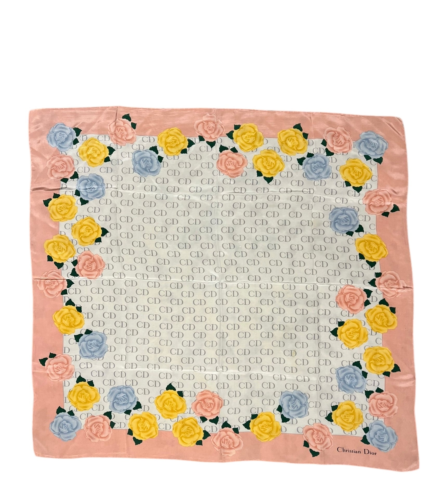 Christian Dior CD Flower Print Silk Scarf