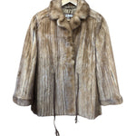 Emba Vintage Brown Leather Trim Mink Fur Coat