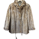 Emba Vintage Brown Leather Trim Mink Fur Coat