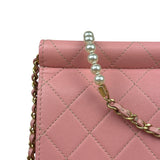 Chanel Pink Quilted Leather Pearl Chain Flap Bag 2019