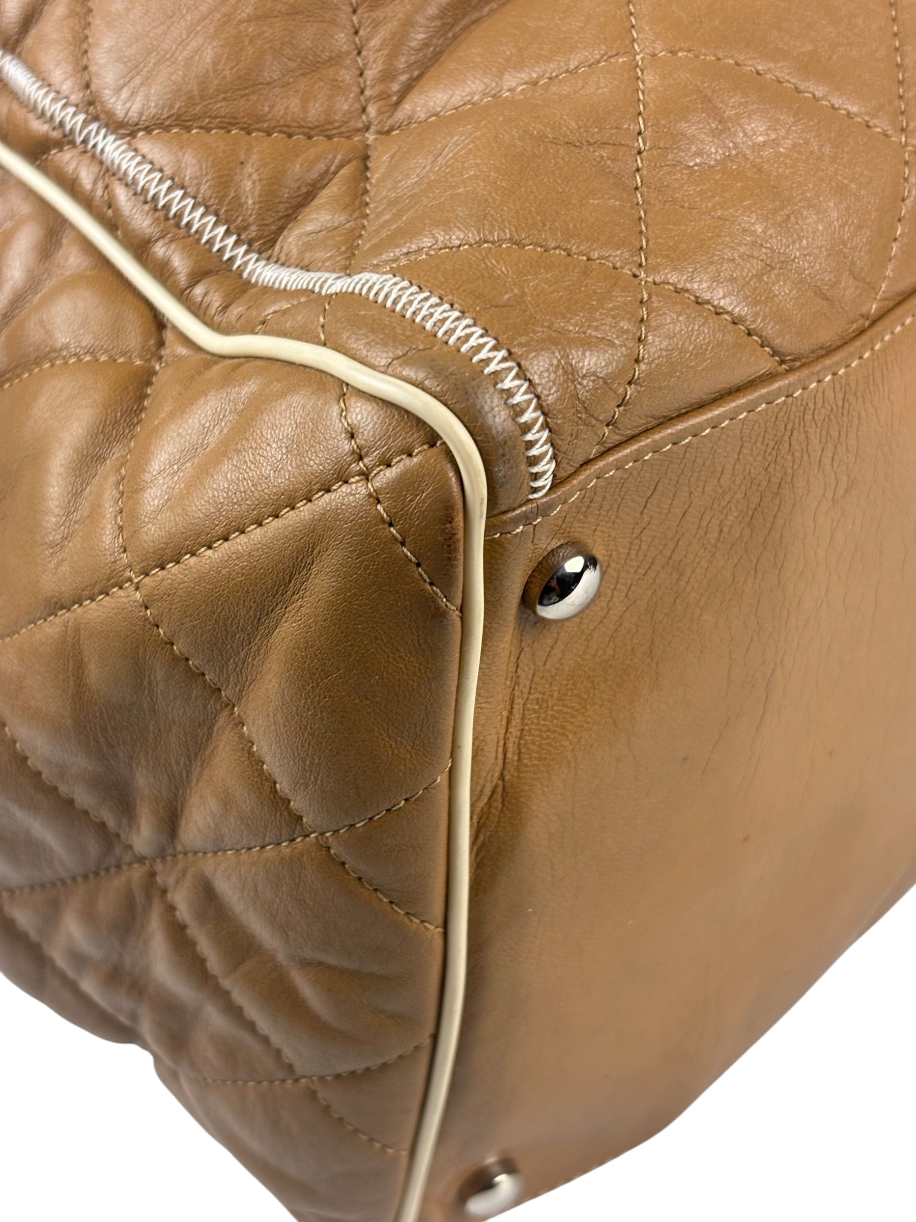 Chanel Camel Quilted Lambskin East-West Large Chain Tote 2008