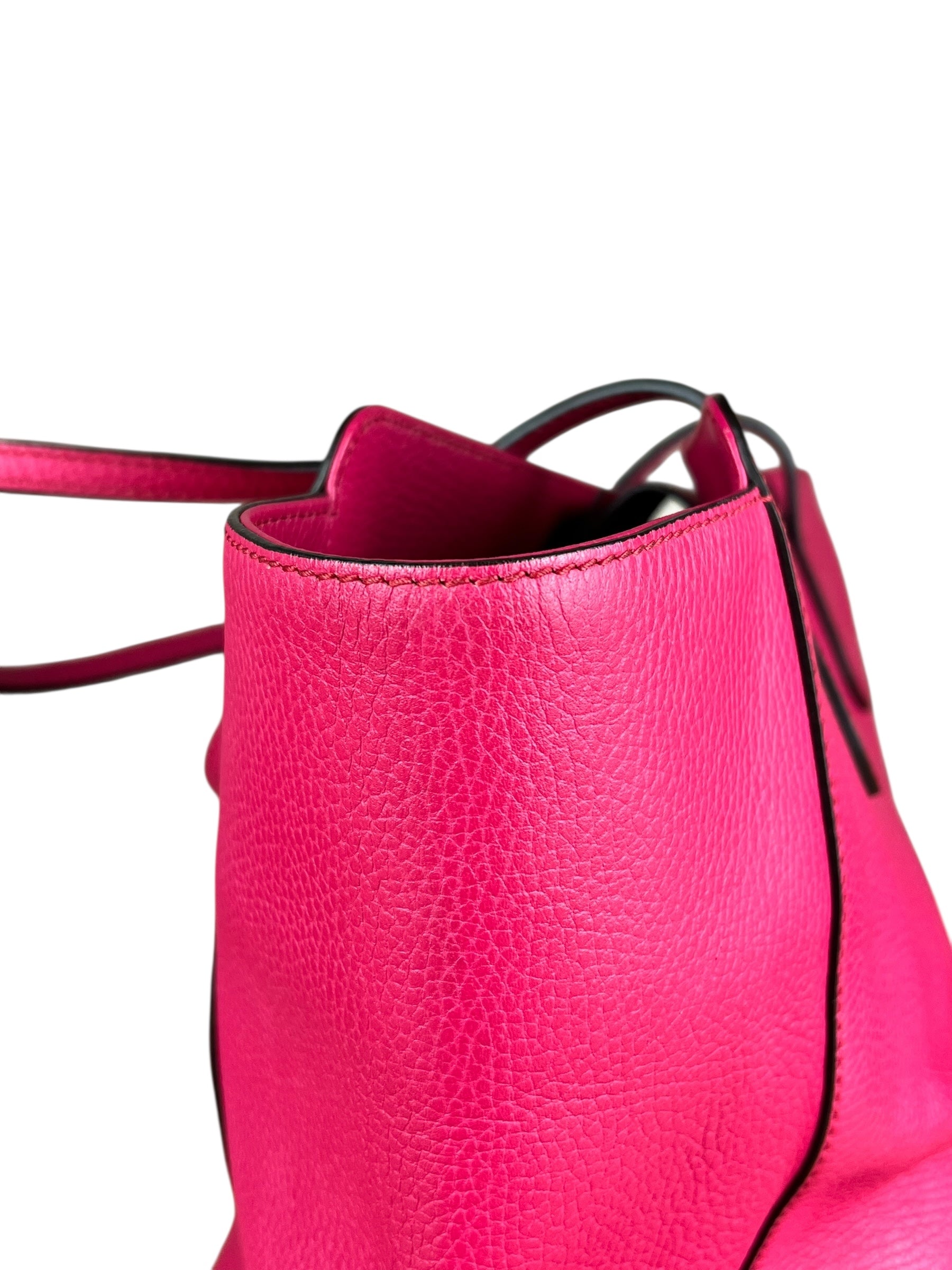 Gucci Hot Pink Pebbled Leather Swing Tote