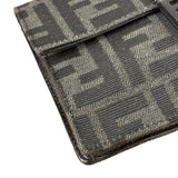Fendi FF Black Canvas Flap Mini Baguette Shoulder Bag