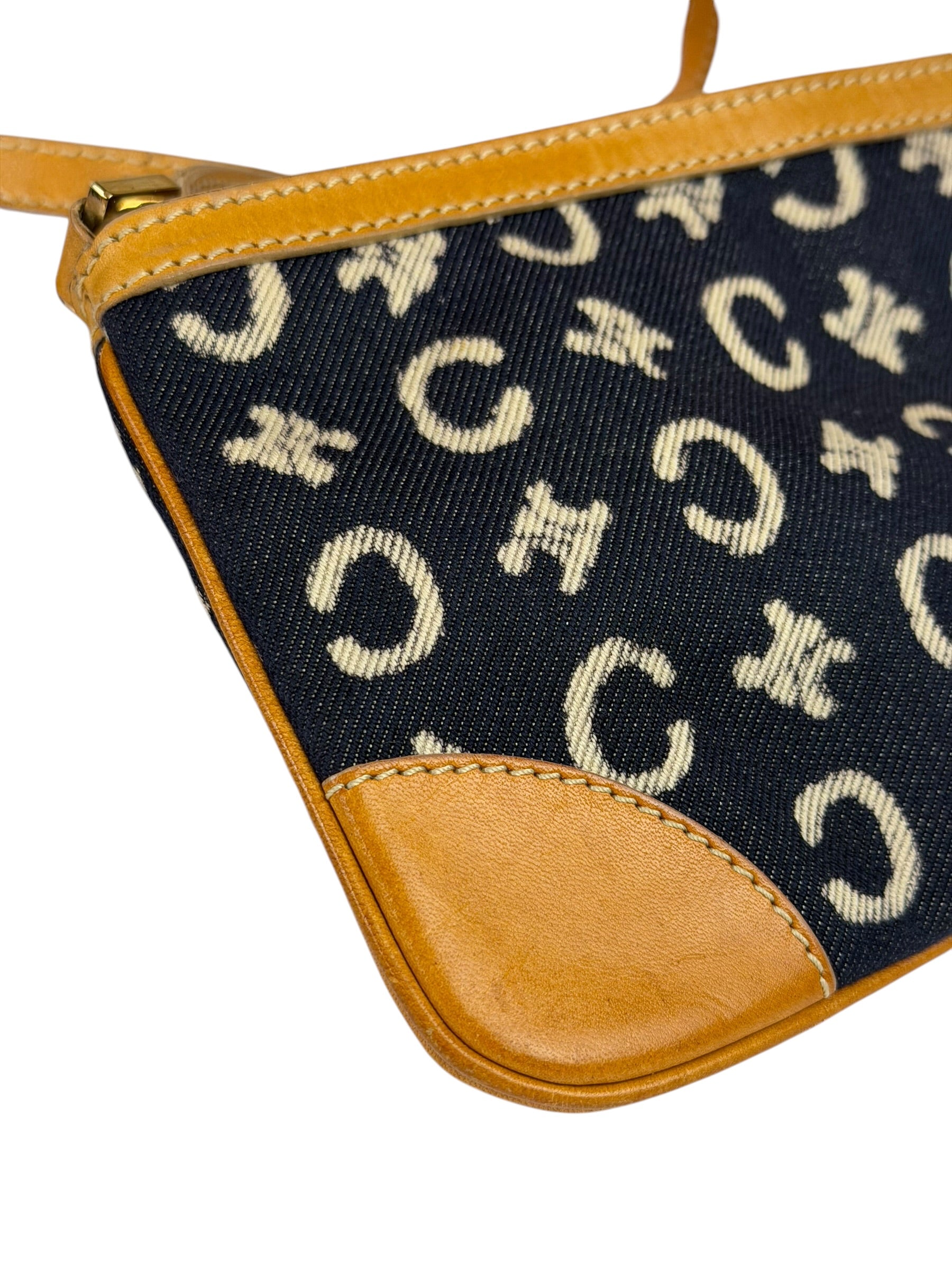 Celine Navy Denim/Leather Trim C Macadam Pochette
