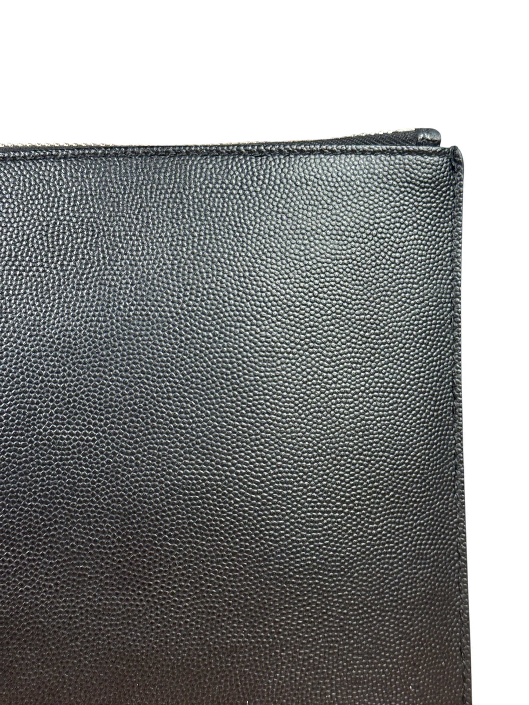 Yves Saint Laurent Black Grain De Poudre Zipped Tablet Holder