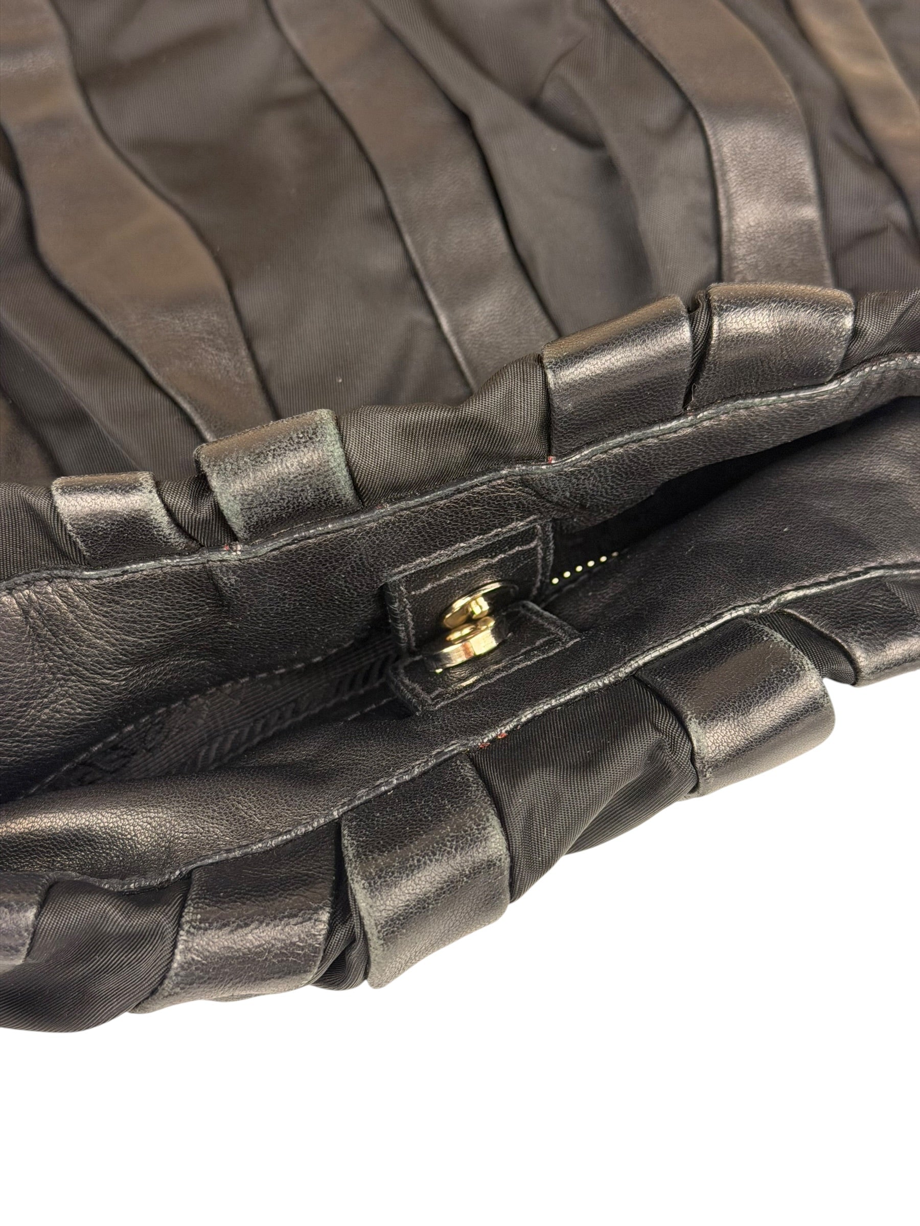 Prada Black Tessuto Nylon/Leather Waves Shoulder Bag