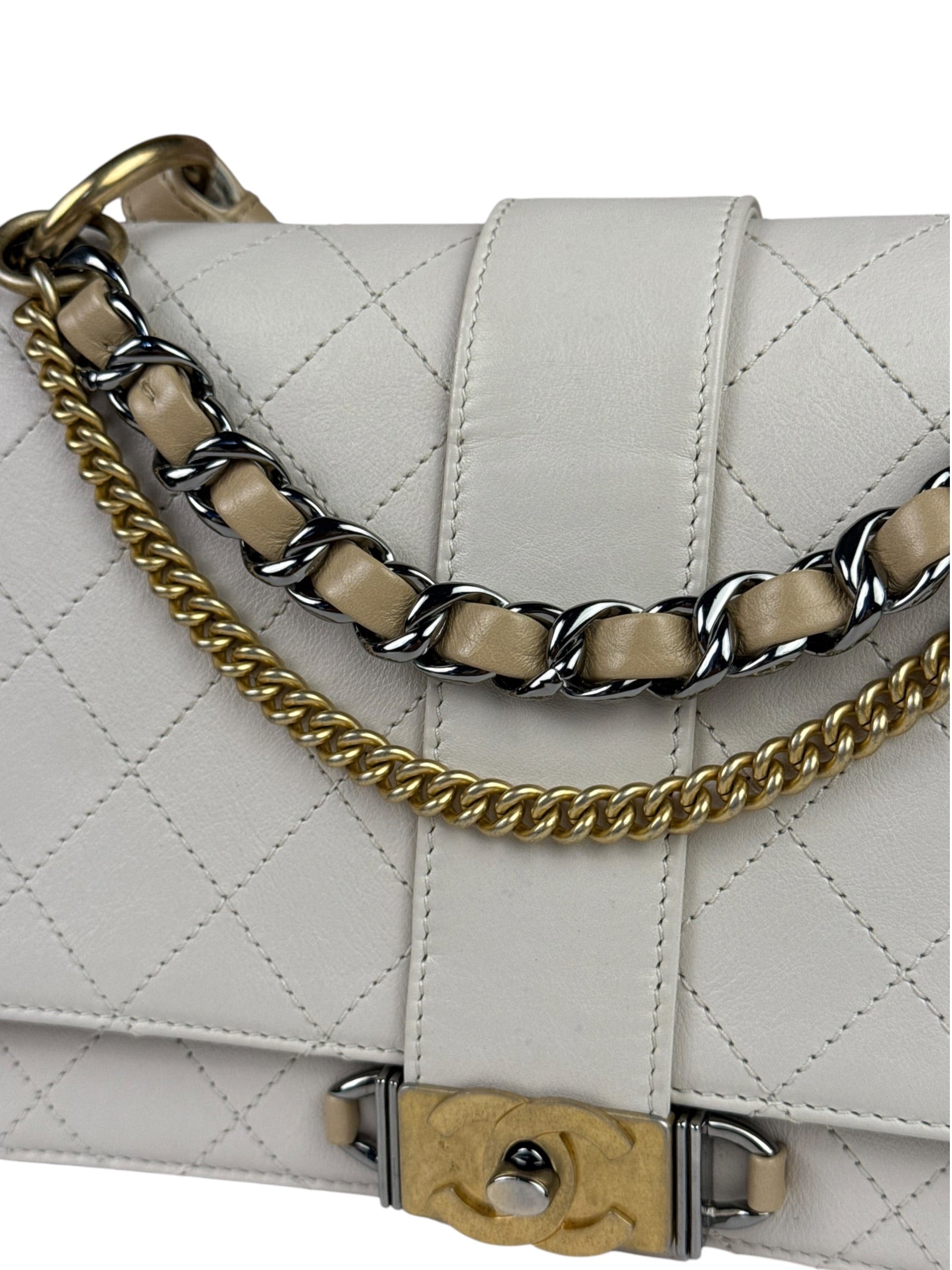 Chanel Cream Quilted Leather Flap Bag 2018