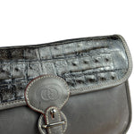 Gucci Vintage Grey Leather Flap Clutch