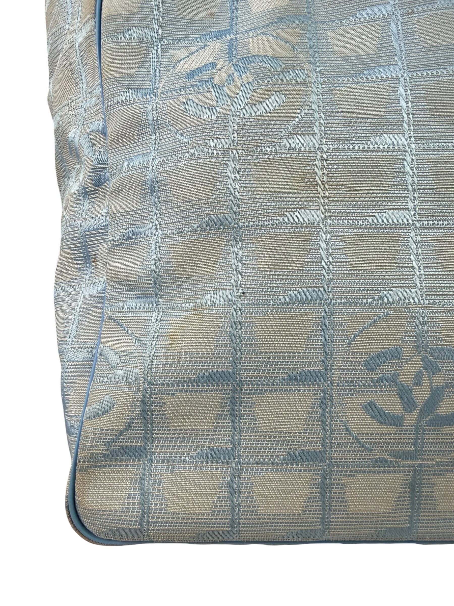 Chanel Light Blue Nylon/Leather Trim Travel Line Tote 2002
