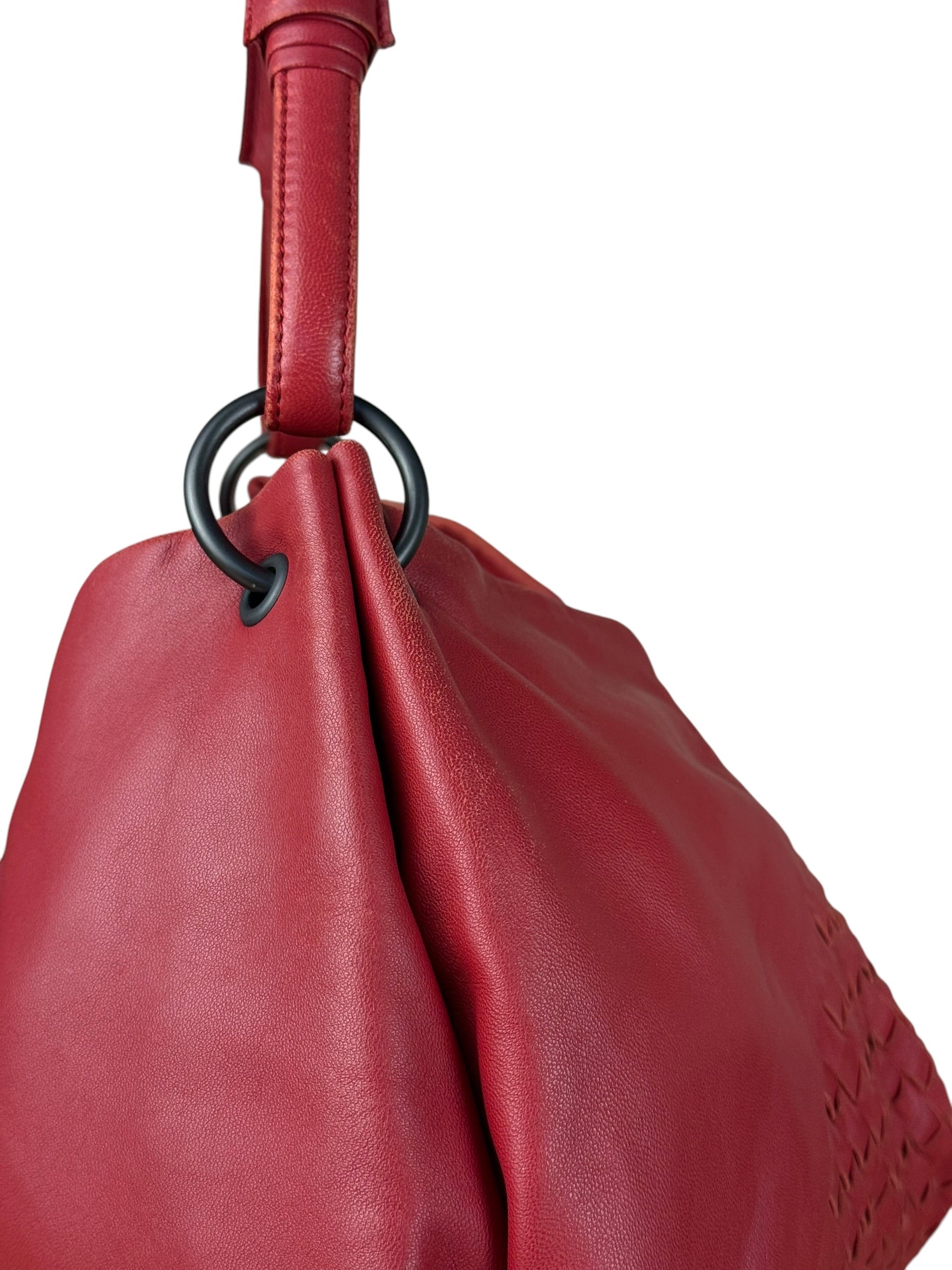 Bottega Veneta Vintage Red Hobo Aquilone Fortune Cookie Shoulder Bag