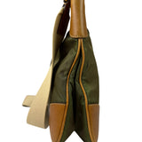 Prada Green/Brown Nylon/Leather Trim Crossbody Bag